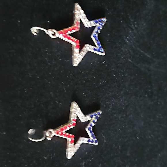Vintage rhinestone star French hooks earrings - Picture 2 of 2